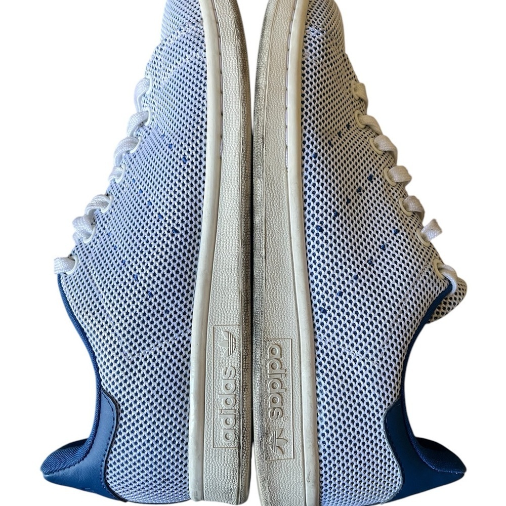Adidas Stan Smith White and Blue Sneakers - Picture 6 of 7